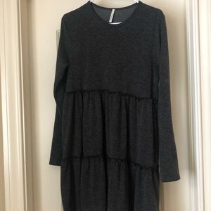 Grey ruffled tiered dress/tunic